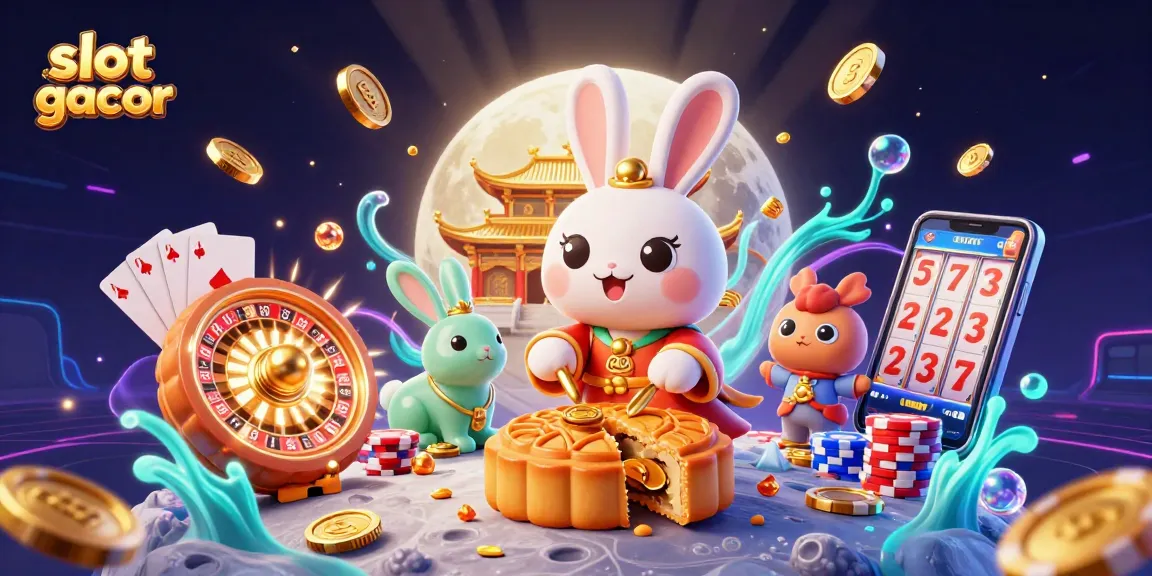 Experience the excitement of slot gacor with a vibrant 3D scene of playful folklore characters and casino elements.