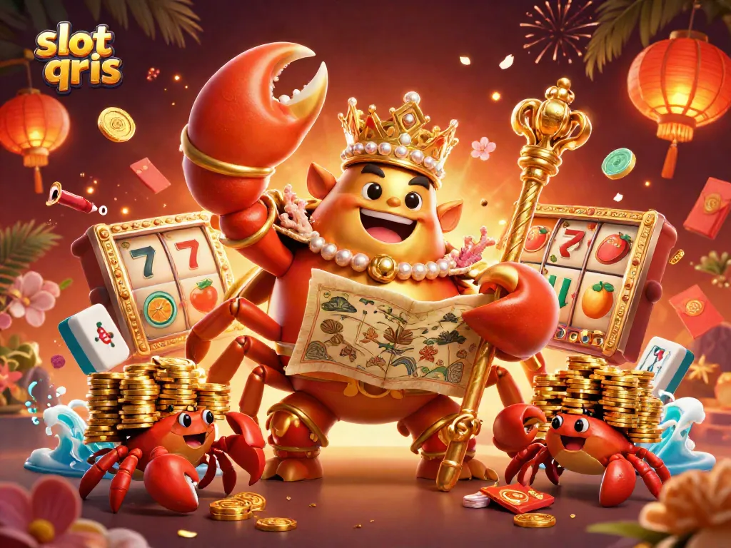 Spin slot qris reels in a vibrant 3D casino scene with energetic characters and dynamic elements.