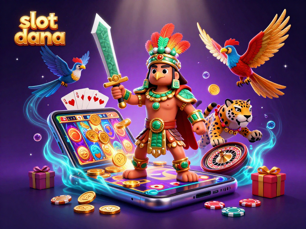 Spin and win with slot dana in this vibrant casino-themed 3D illustration showcasing rich gameplay elements.