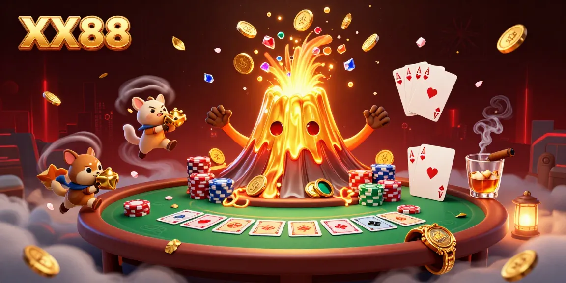 Experience the excitement of XX88 with a vibrant 3D illustration capturing thrilling casino elements.